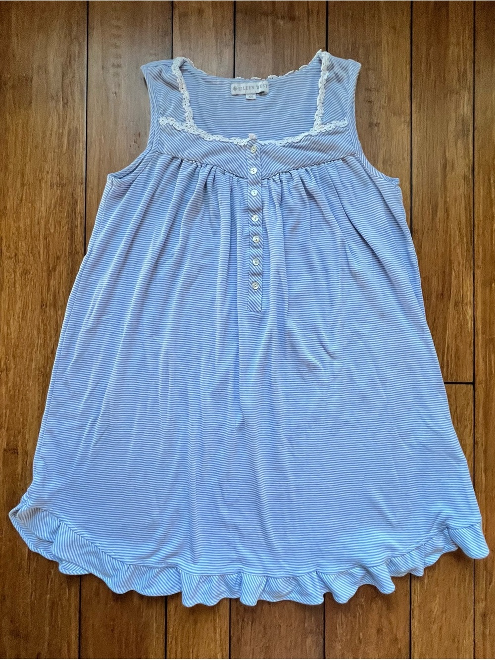 Eileen West Sleeveless Striped Knit Chemise Nightgown Size XS